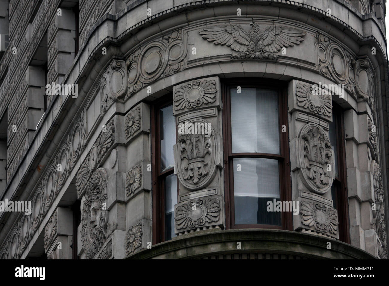 Il Flatiron Building vicino Madison Square Park e Flatiron District di Manhattan, New York City Foto Stock