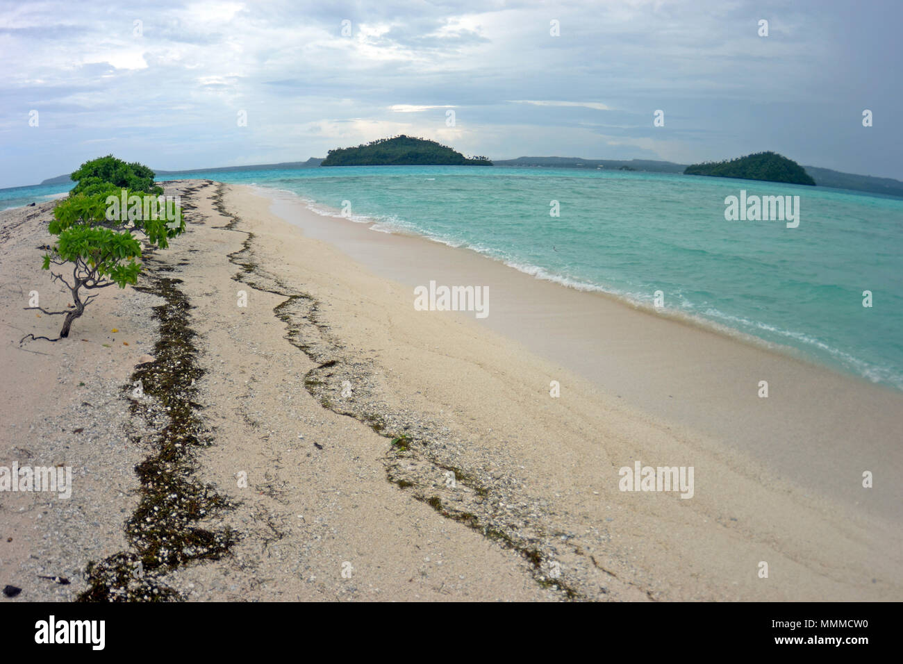 Spiaggia di Nukuhione motu, isola di Wallis, Wallis & Futuna, Sud Pacifico Foto Stock