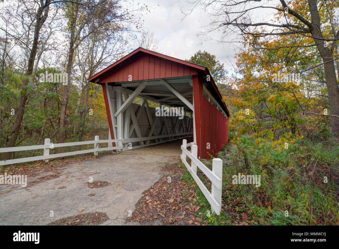 L'Everett Road ponte coperto in Cuyahoga Valley National Park in Penisola Ohio. Foto Stock
