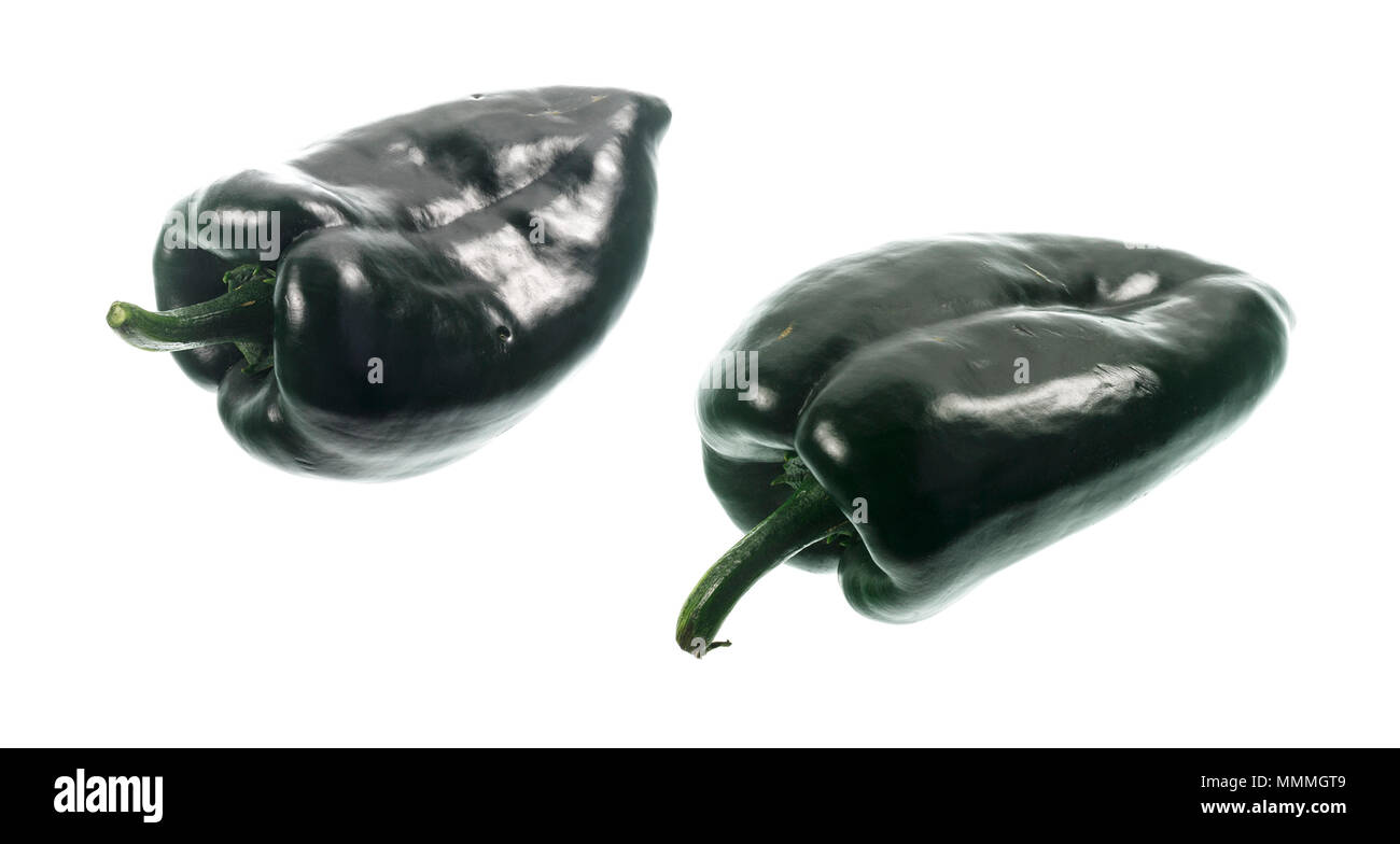 Il peperoncino poblano è un tipo di Capsicum annuum. Si tratta di un peperoncino dolce originati dallo stato di Puebla in Messico. Essiccato è chiamato ancho o peperoncino anch Foto Stock