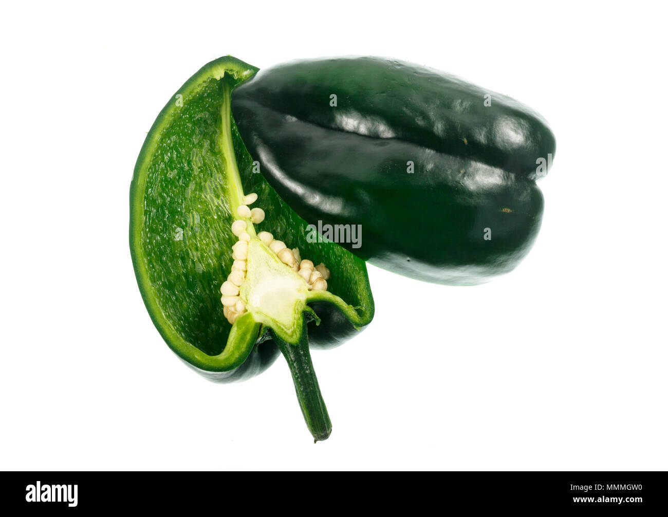 Il peperoncino poblano è un tipo di Capsicum annuum. Si tratta di un peperoncino dolce originati dallo stato di Puebla in Messico. Essiccato è chiamato ancho o peperoncino anch Foto Stock