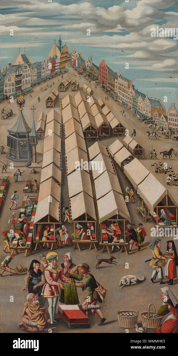 De lakenmarkt te 's-Hertogenbosch circa 1530 - Museo Noordbrabants Foto Stock