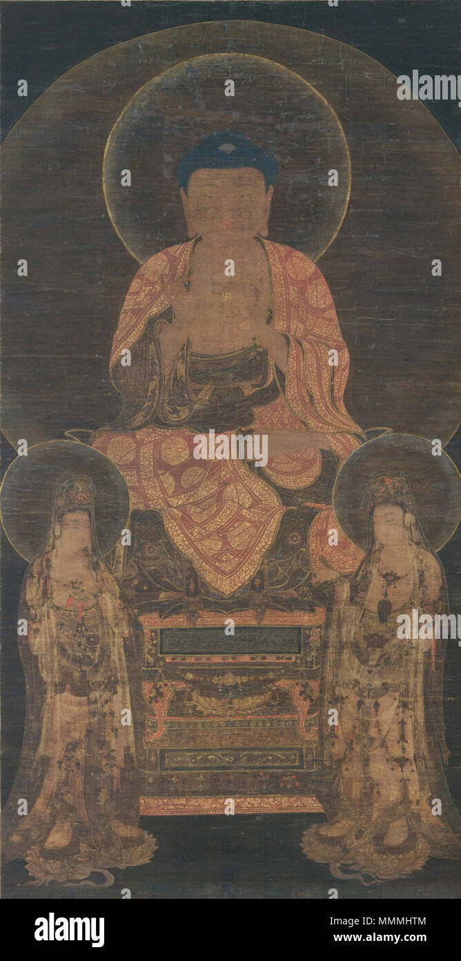. Inglese: Amitabha triade, Metropolitan Museum of Art . Dinastia Goryeo (918-1392); c. C13. Unidentified Goryeo-Dynasty artista Amitabha Triad (Metropolitan Museum of Art) Foto Stock