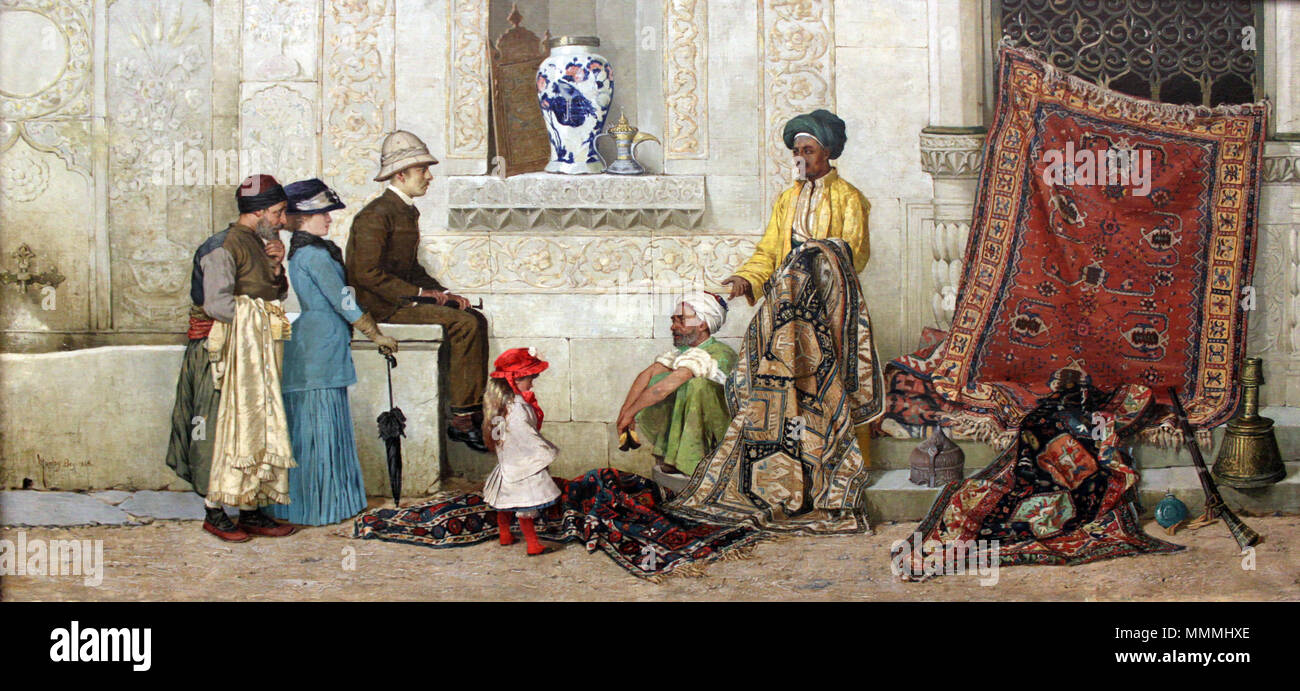 1888 Bey Persischer Teppichhändler auf der Straße anagoria Foto Stock