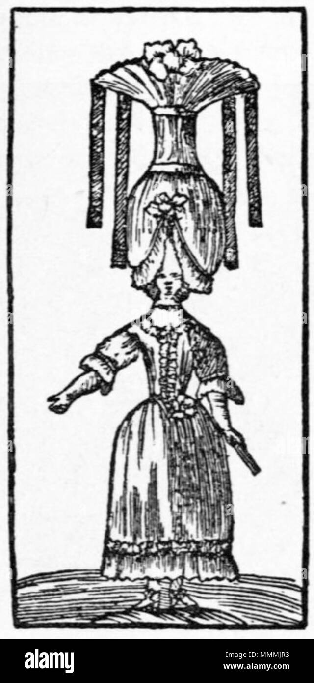 . Inglese: Petis con il cappuccio alto, da 'Petis e Telée' Svenska: Petis med höga mössan, ur 'Petis och Telée'. . Il XVIII secolo. Nils Personne (testo), Sconosciuto (immagine) 245-Petis-Svenska teatern 1 Foto Stock