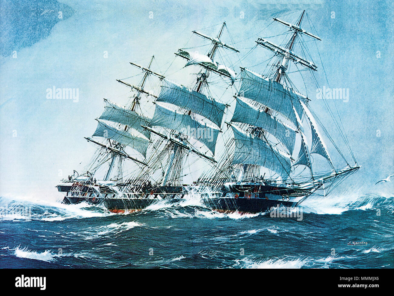 . Inglese: il clipper ship Sobraon dipinta da Jack Spurling, 1924 . 13 dicembre 2013, 02:44:47. Jack Spurling 1 'Sobraon' dipinta da Jack Spurling Foto Stock