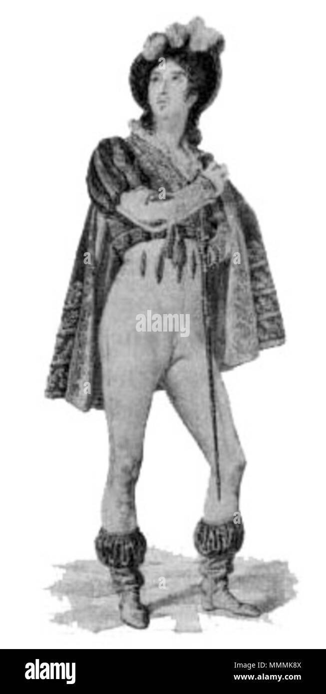 . Inglese: Salvator. Immagine del costume da Porte St Martin Theatre, Parigi. Svenska: Salvator. Kostymbild från Porte St Martin-teatern ho Parigi. . Circa 1830. Nils Personne (testo), Sconosciuto (immagine) 023-Salvator Foto Stock