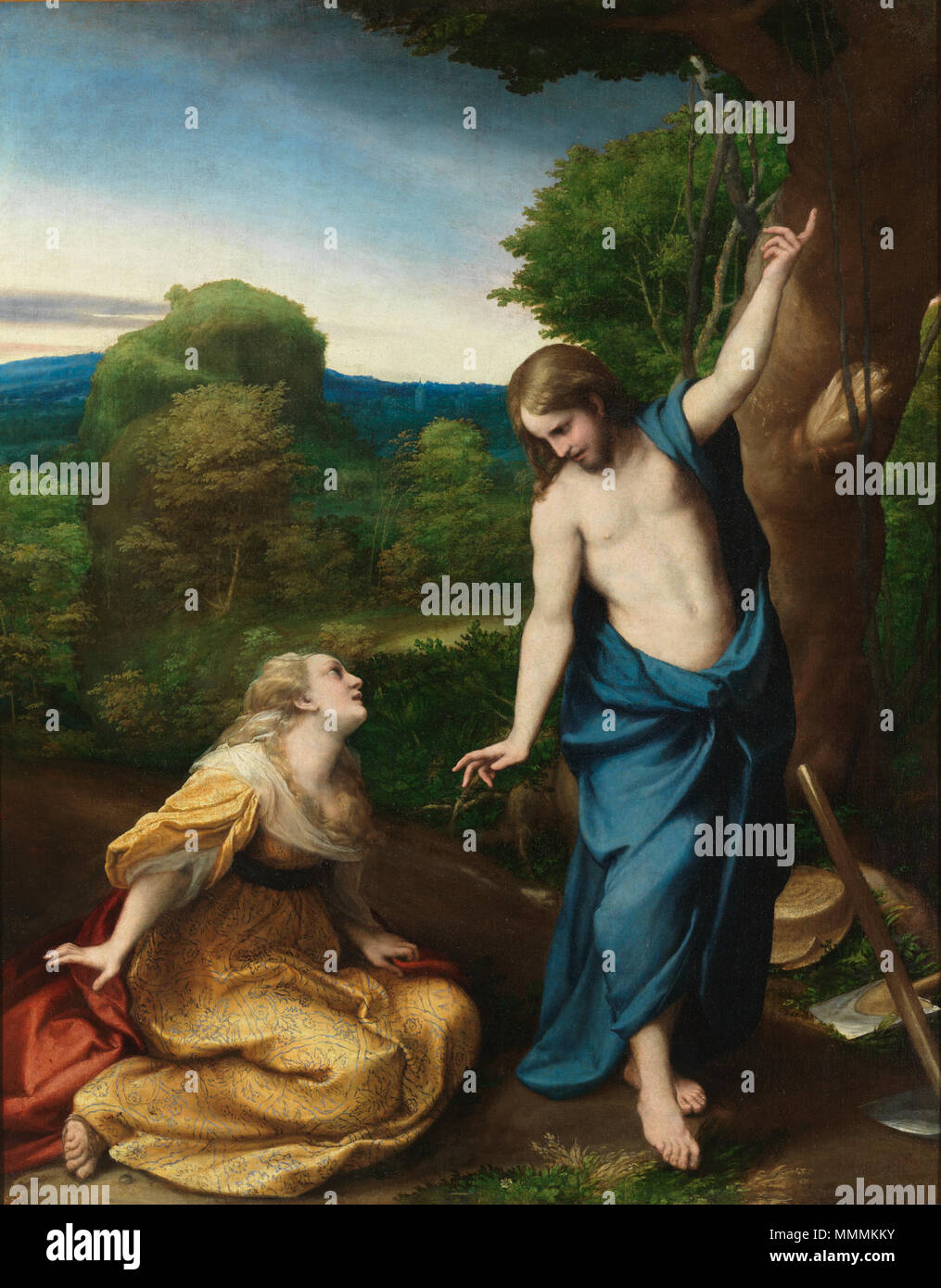 . Inglese: Correggio: Noli Me Tangere, c. 1525, olio su tela, 130 x 103 cm (51 1/8 x 40 1/2 in.), al Museo del Prado di Madrid del Noli me tangere. circa 1525. Correggio Noli Me Tangere Foto Stock