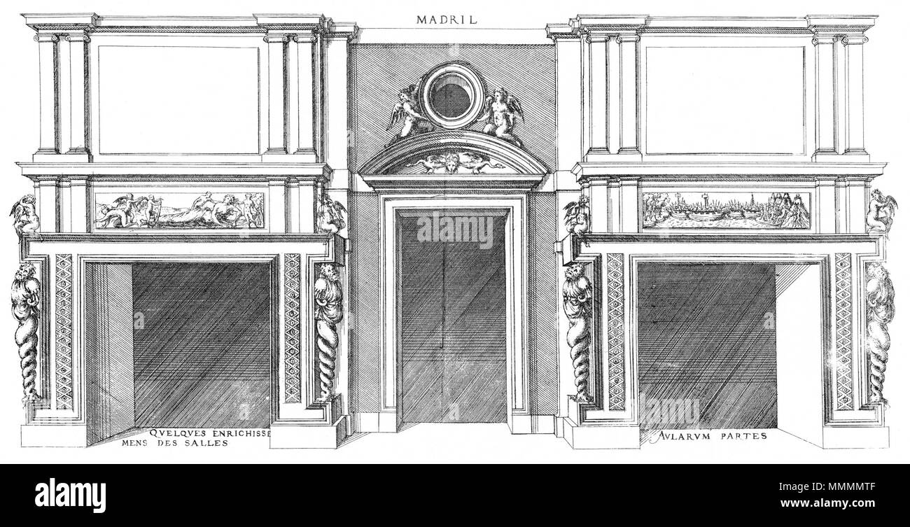 . Inglese: incisione da Le premier volume des plus eccellenti Bastiments de France da Jacques I Androuet du Cerceau: alcune decorazioni di sale del Château de Madrid . 1576. Jacques mi Androuet du Cerceau (1510-1585) nomi alternativi Jacques Androuet; Jacques Androuet du Cerceau l'Ancien; Jacques Androuet Du Cerceau; Jacques Androuet DuCerceau; Jacques Androuet Ducerceau Descrizione architetto francese, rame incisore e disegnatore padre di Baptiste Androuet du Cerceau padre di Jacques II Androuet du Cerceau Data di nascita e morte 1510 o 1512 Gennaio 1584 Luogo di nascita/d Foto Stock . Inglese: incisione da Le premier volume des plus eccellenti Bastiments de France da Jacques I Androuet du Cerceau: alcune decorazioni di sale del Château de Madrid . 1576. Jacques mi Androuet du Cerceau (1510-1585) nomi alternativi Jacques Androuet; Jacques Androuet du Cerceau l'Ancien; Jacques Androuet Du Cerceau; Jacques Androuet DuCerceau; Jacques Androuet Ducerceau Descrizione architetto francese, rame incisore e disegnatore padre di Baptiste Androuet du Cerceau padre di Jacques II Androuet du Cerceau Data di nascita e morte 1510 o 1512 Gennaio 1584 Luogo di nascita/d Foto Stock