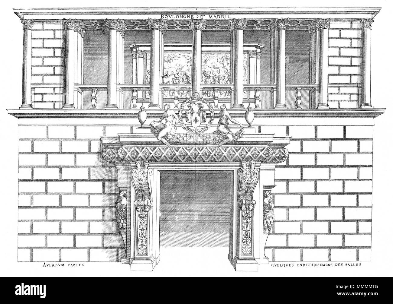 . Inglese: incisione da Le premier volume des plus eccellenti Bastiments de France da Jacques I Androuet du Cerceau: alcune decorazioni delle sale del Château de Madrid . 1576. Jacques mi Androuet du Cerceau (1510-1585) nomi alternativi Jacques Androuet; Jacques Androuet du Cerceau l'Ancien; Jacques Androuet Du Cerceau; Jacques Androuet DuCerceau; Jacques Androuet Ducerceau Descrizione architetto francese, rame incisore e disegnatore padre di Baptiste Androuet du Cerceau padre di Jacques II Androuet du Cerceau Data di nascita e morte 1510 o 1512 Gennaio 1584 Luogo di nascita/d Foto Stock . Inglese: incisione da Le premier volume des plus eccellenti Bastiments de France da Jacques I Androuet du Cerceau: alcune decorazioni delle sale del Château de Madrid . 1576. Jacques mi Androuet du Cerceau (1510-1585) nomi alternativi Jacques Androuet; Jacques Androuet du Cerceau l'Ancien; Jacques Androuet Du Cerceau; Jacques Androuet DuCerceau; Jacques Androuet Ducerceau Descrizione architetto francese, rame incisore e disegnatore padre di Baptiste Androuet du Cerceau padre di Jacques II Androuet du Cerceau Data di nascita e morte 1510 o 1512 Gennaio 1584 Luogo di nascita/d Foto Stock