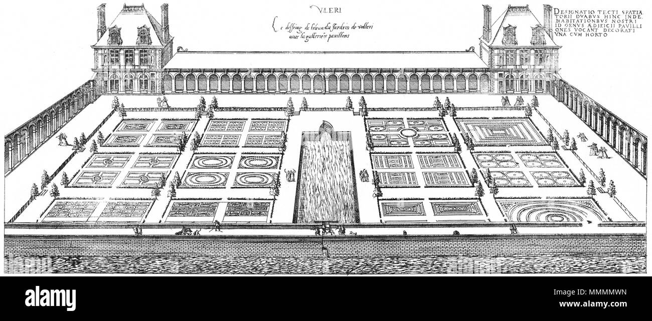 . Inglese: incisione da Le premier volume des plus eccellenti Bastiments de France da Jacques I Androuet du Cerceau: Château de Vallery. Vista panoramica del giardino con la galleria e padiglioni . 1576. Jacques mi Androuet du Cerceau (1510-1585) nomi alternativi Jacques Androuet; Jacques Androuet du Cerceau l'Ancien; Jacques Androuet Du Cerceau; Jacques Androuet DuCerceau; Jacques Androuet Ducerceau Descrizione architetto francese, rame incisore e disegnatore padre di Baptiste Androuet du Cerceau padre di Jacques II Androuet du Cerceau Data di nascita e morte 1510 o 1512 Gennaio Foto Stock . Inglese: incisione da Le premier volume des plus eccellenti Bastiments de France da Jacques I Androuet du Cerceau: Château de Vallery. Vista panoramica del giardino con la galleria e padiglioni . 1576. Jacques mi Androuet du Cerceau (1510-1585) nomi alternativi Jacques Androuet; Jacques Androuet du Cerceau l'Ancien; Jacques Androuet Du Cerceau; Jacques Androuet DuCerceau; Jacques Androuet Ducerceau Descrizione architetto francese, rame incisore e disegnatore padre di Baptiste Androuet du Cerceau padre di Jacques II Androuet du Cerceau Data di nascita e morte 1510 o 1512 Gennaio Foto Stock