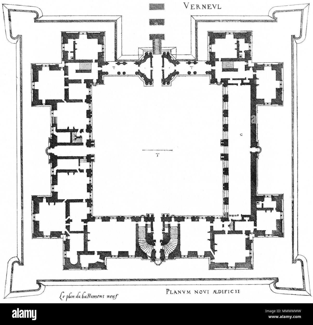 . Inglese: incisione da Le premier volume des plus eccellenti Bastiments de France da Jacques I Androuet du Cerceau: Château de Verneuil-sur-Oise. Pianta del primo design. . 1576. Jacques mi Androuet du Cerceau (1510-1585) nomi alternativi Jacques Androuet; Jacques Androuet du Cerceau l'Ancien; Jacques Androuet Du Cerceau; Jacques Androuet DuCerceau; Jacques Androuet Ducerceau Descrizione architetto francese, rame incisore e disegnatore padre di Baptiste Androuet du Cerceau padre di Jacques II Androuet du Cerceau Data di nascita e morte 1510 o 1512 Gennaio 1584 Luogo di nascita/ Foto Stock . Inglese: incisione da Le premier volume des plus eccellenti Bastiments de France da Jacques I Androuet du Cerceau: Château de Verneuil-sur-Oise. Pianta del primo design. . 1576. Jacques mi Androuet du Cerceau (1510-1585) nomi alternativi Jacques Androuet; Jacques Androuet du Cerceau l'Ancien; Jacques Androuet Du Cerceau; Jacques Androuet DuCerceau; Jacques Androuet Ducerceau Descrizione architetto francese, rame incisore e disegnatore padre di Baptiste Androuet du Cerceau padre di Jacques II Androuet du Cerceau Data di nascita e morte 1510 o 1512 Gennaio 1584 Luogo di nascita/ Foto Stock