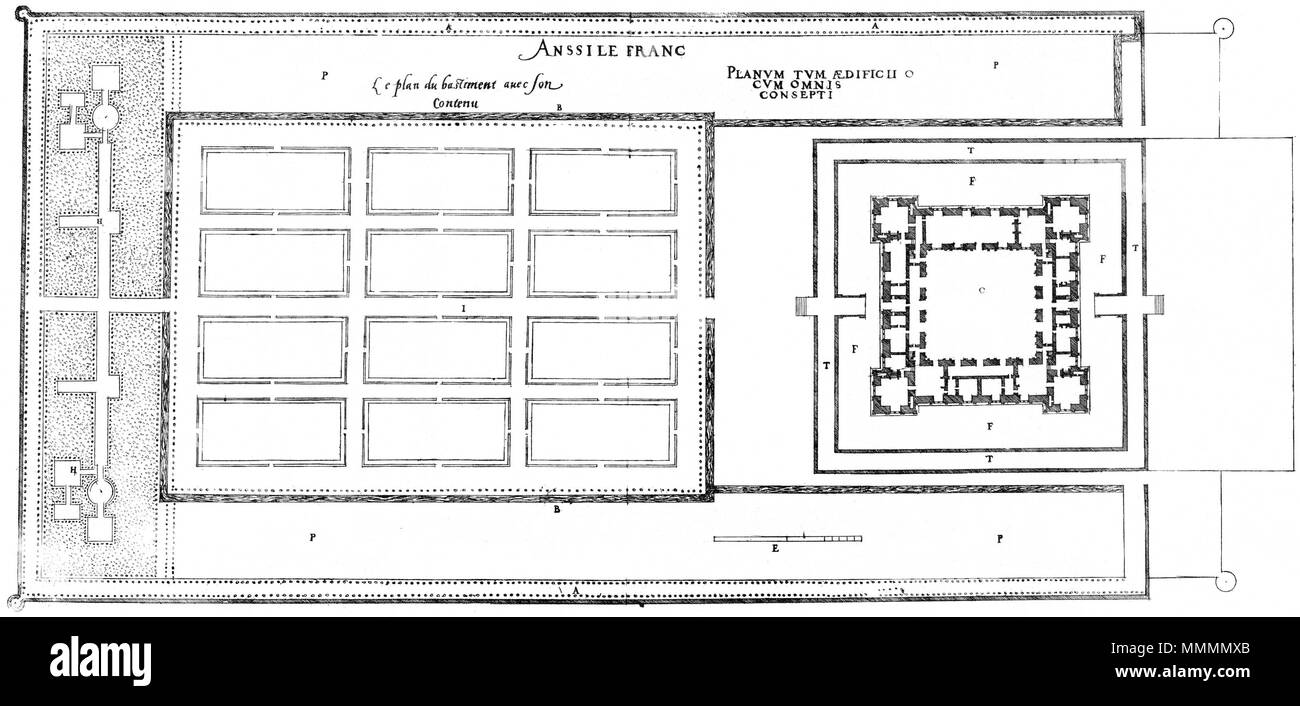 . Inglese: incisione da Le premier volume des plus eccellenti Bastiments de France da Jacques I Androuet du Cerceau: Château d'Ancy-le-Franc. Piano Generale . 1576. Jacques mi Androuet du Cerceau (1510-1585) nomi alternativi Jacques Androuet; Jacques Androuet du Cerceau l'Ancien; Jacques Androuet Du Cerceau; Jacques Androuet DuCerceau; Jacques Androuet Ducerceau Descrizione architetto francese, rame incisore e disegnatore padre di Baptiste Androuet du Cerceau padre di Jacques II Androuet du Cerceau Data di nascita e morte 1510 o 1512 Gennaio 1584 Luogo di nascita e morte Parigi Annecy Foto Stock . Inglese: incisione da Le premier volume des plus eccellenti Bastiments de France da Jacques I Androuet du Cerceau: Château d'Ancy-le-Franc. Piano Generale . 1576. Jacques mi Androuet du Cerceau (1510-1585) nomi alternativi Jacques Androuet; Jacques Androuet du Cerceau l'Ancien; Jacques Androuet Du Cerceau; Jacques Androuet DuCerceau; Jacques Androuet Ducerceau Descrizione architetto francese, rame incisore e disegnatore padre di Baptiste Androuet du Cerceau padre di Jacques II Androuet du Cerceau Data di nascita e morte 1510 o 1512 Gennaio 1584 Luogo di nascita e morte Parigi Annecy Foto Stock