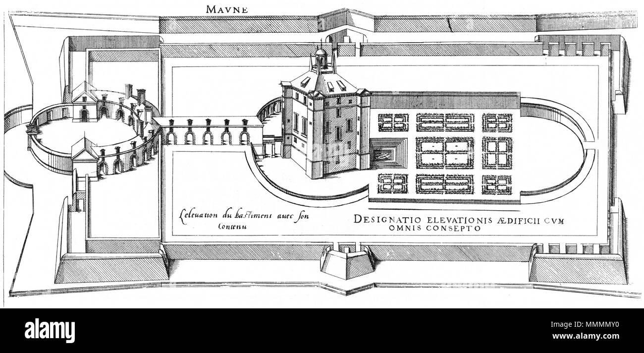 . Inglese: incisione da Le premier volume des plus eccellenti Bastiments de France da Jacques I Androuet du Cerceau. Laterali di vista panoramica del Château de Maulnes-en-Tonnerrois . 1576. Jacques mi Androuet du Cerceau (1510-1585) nomi alternativi Jacques Androuet; Jacques Androuet du Cerceau l'Ancien; Jacques Androuet Du Cerceau; Jacques Androuet DuCerceau; Jacques Androuet Ducerceau Descrizione architetto francese, rame incisore e disegnatore padre di Baptiste Androuet du Cerceau padre di Jacques II Androuet du Cerceau Data di nascita e morte 1510 o 1512 Gennaio 1584 località o Foto Stock . Inglese: incisione da Le premier volume des plus eccellenti Bastiments de France da Jacques I Androuet du Cerceau. Laterali di vista panoramica del Château de Maulnes-en-Tonnerrois . 1576. Jacques mi Androuet du Cerceau (1510-1585) nomi alternativi Jacques Androuet; Jacques Androuet du Cerceau l'Ancien; Jacques Androuet Du Cerceau; Jacques Androuet DuCerceau; Jacques Androuet Ducerceau Descrizione architetto francese, rame incisore e disegnatore padre di Baptiste Androuet du Cerceau padre di Jacques II Androuet du Cerceau Data di nascita e morte 1510 o 1512 Gennaio 1584 località o Foto Stock