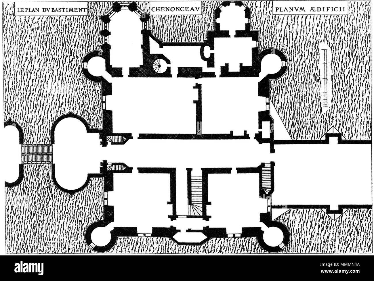 . Inglese: Piano di Château de Chenonceau, incisione da Jacques I Androuet du Cerceau della seconda (1579) volume di Les plus eccellenti Bastiments de France. . 1579. Jacques mi Androuet du Cerceau (1510-1585) nomi alternativi Jacques Androuet; Jacques Androuet du Cerceau l'Ancien; Jacques Androuet Du Cerceau; Jacques Androuet DuCerceau; Jacques Androuet Ducerceau Descrizione architetto francese, rame incisore e disegnatore padre di Baptiste Androuet du Cerceau padre di Jacques II Androuet du Cerceau Data di nascita e morte 1510 o 1512 Gennaio 1584 Luogo di nascita e morte Parigi Anne Foto Stock . Inglese: Piano di Château de Chenonceau, incisione da Jacques I Androuet du Cerceau della seconda (1579) volume di Les plus eccellenti Bastiments de France. . 1579. Jacques mi Androuet du Cerceau (1510-1585) nomi alternativi Jacques Androuet; Jacques Androuet du Cerceau l'Ancien; Jacques Androuet Du Cerceau; Jacques Androuet DuCerceau; Jacques Androuet Ducerceau Descrizione architetto francese, rame incisore e disegnatore padre di Baptiste Androuet du Cerceau padre di Jacques II Androuet du Cerceau Data di nascita e morte 1510 o 1512 Gennaio 1584 Luogo di nascita e morte Parigi Anne Foto Stock