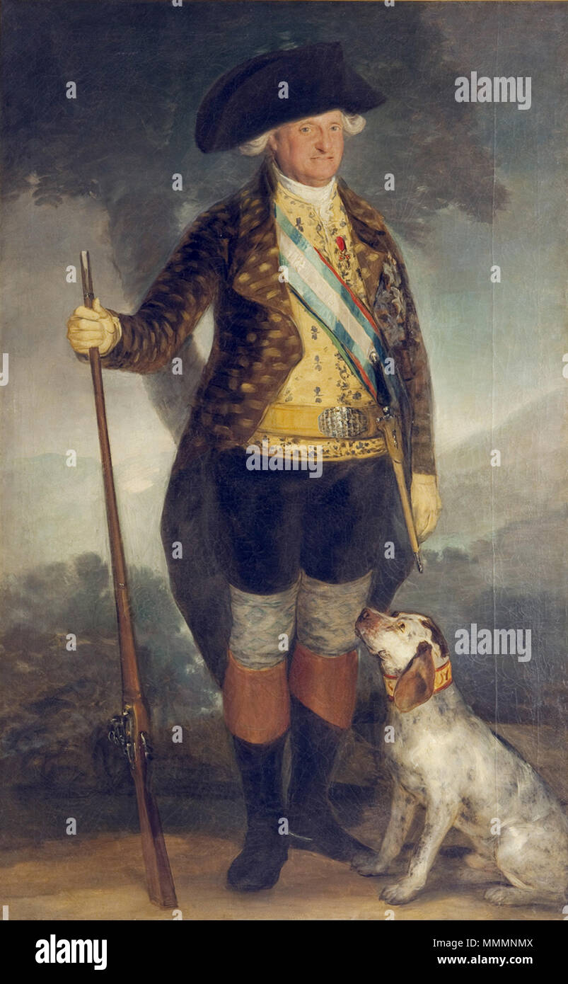 Inglese: Carlo IV nel suo Abbigliamento da caccia Español: Carlos IV  vestido de cazador . 1799. Carlos IV vestido de cazador Foto stock - Alamy