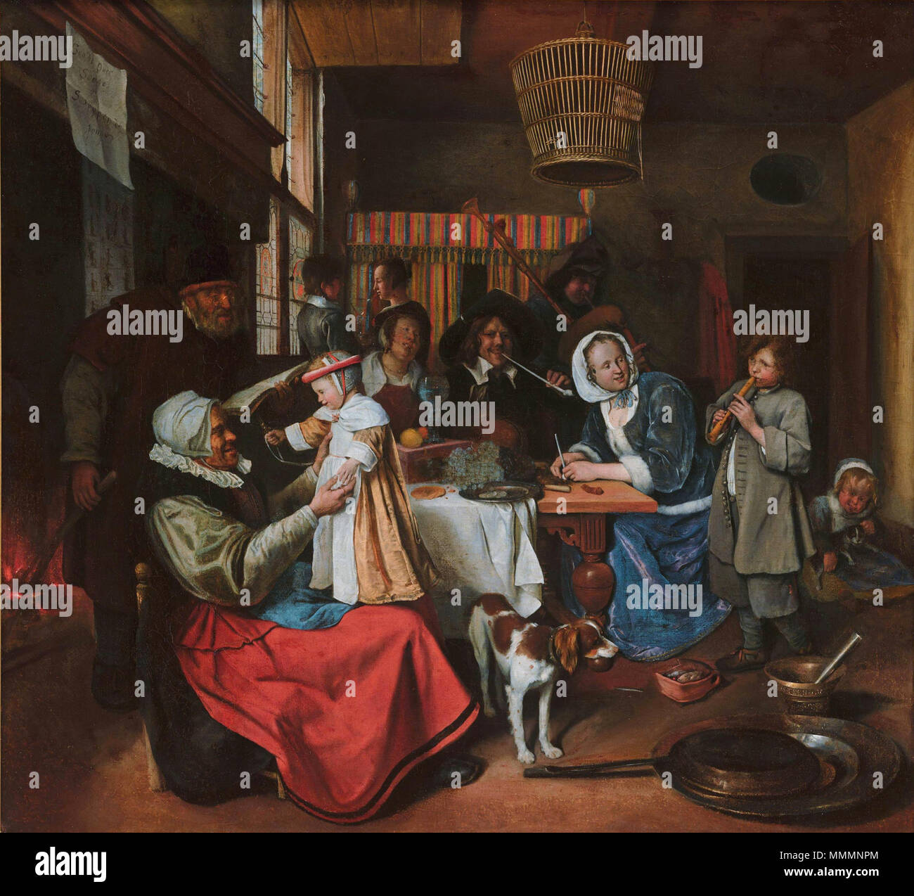 Come il vecchio di cantare, in modo twitter il giovane, da Jan Steen 'come il vecchio di cantare, in modo condotto il giovane". tra circa 1663 e circa 1665. Come il vecchio di cantare, in modo twitter il giovane, da Jan Steen Foto Stock