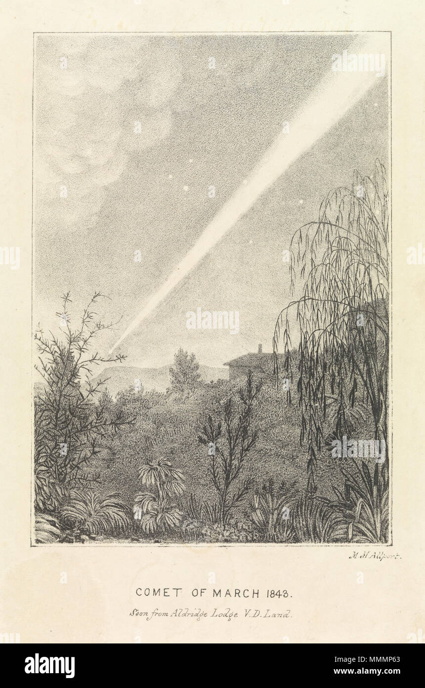 . Inglese: la grande cometa del 1843, come si vede dall' Australia . circa 1843. Allport, Maria Morton, 1806-1895 grande cometa del 1843 Foto Stock