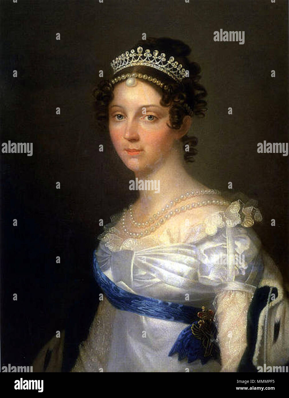 . Inglese: Tsarin della Russia, Elizabeth Alexeievna. Pavlovsk 中文: 伊丽莎白.阿列克谢耶夫娜 . 1800s. Anonimo Elizaveta Alexeevna da anonimo (19 c., Pavlovsk museo) Foto Stock