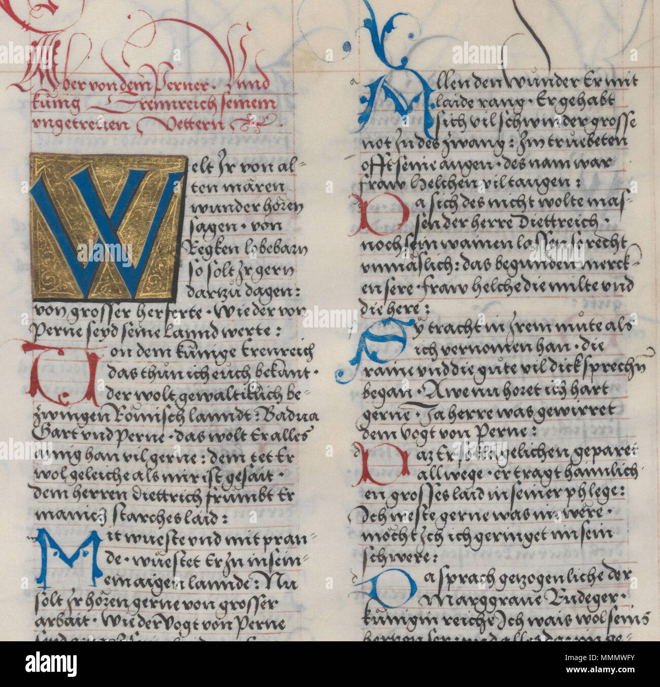 . Inglese: capitale lombarda nel Ambraser Heldenbuch (fol. 75v), c.1516 . 1516. + capitali longobarde Ambraser Heldenbuch folio 75v Foto Stock