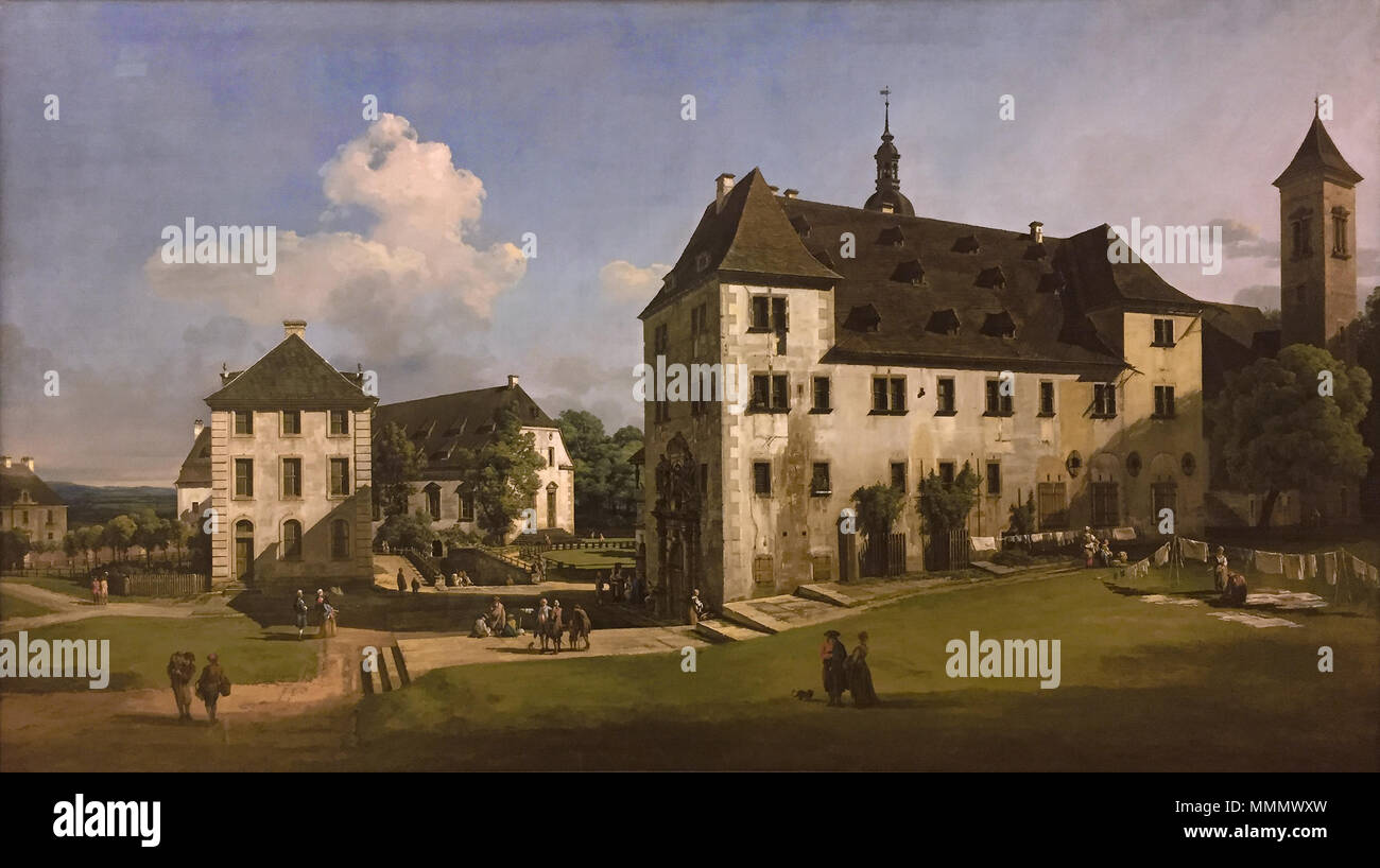 Bernardo Bellotto cortile del castello di Königstein da Sud Foto Stock