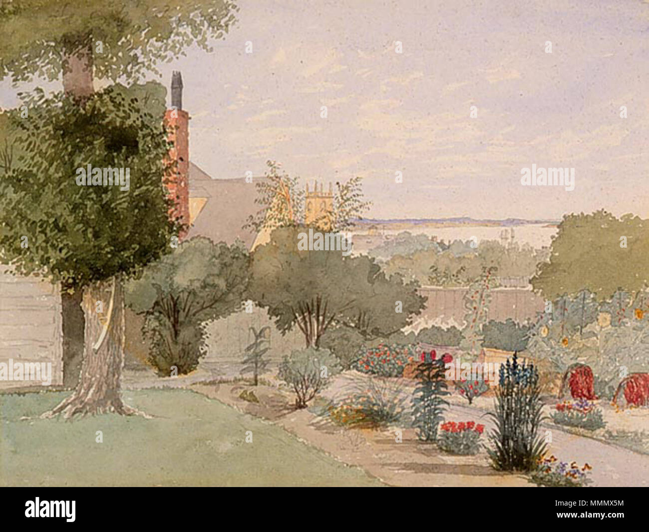 . Inglese: Parco di artiglieria, Halifax, Nova Scotia. Acquerello su Grafite su carta intessuta, 24,7 x 33,5 cm, acquistato 1983 dalla National Gallery of Canada (n. 28279) . 1841. Alexander Cavalié Mercer 58 parco di artiglieria, Halifax Foto Stock