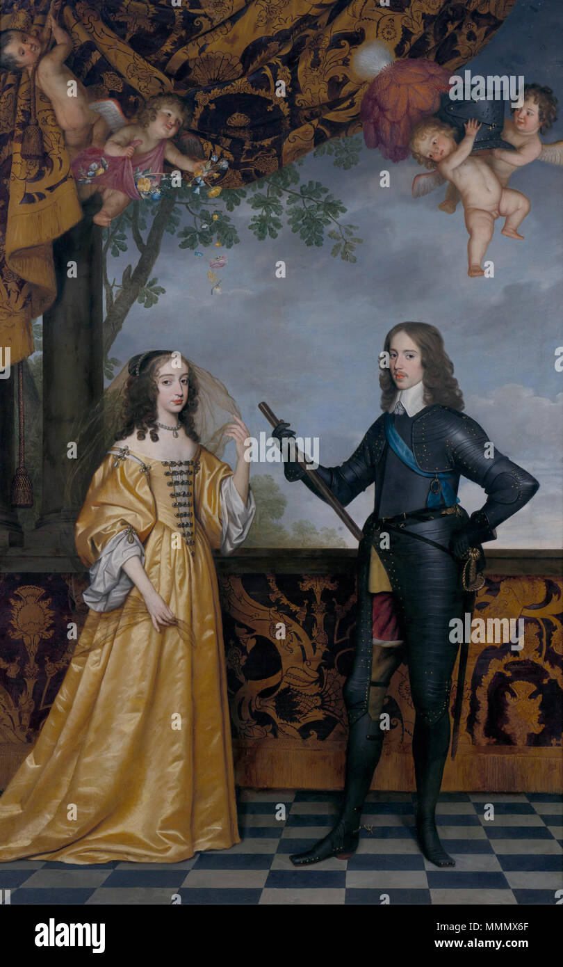 Willem II (1626-1650), il principe di Orange e sua moglie Maria Stuar doppio ritratto di Guglielmo II (1626-1650), il principe di Orange e sua moglie Maria Stuart (1631-1660). 1647. Willem II principe di Orange e Maria Stuart, da Gerard van Honthorst Foto Stock