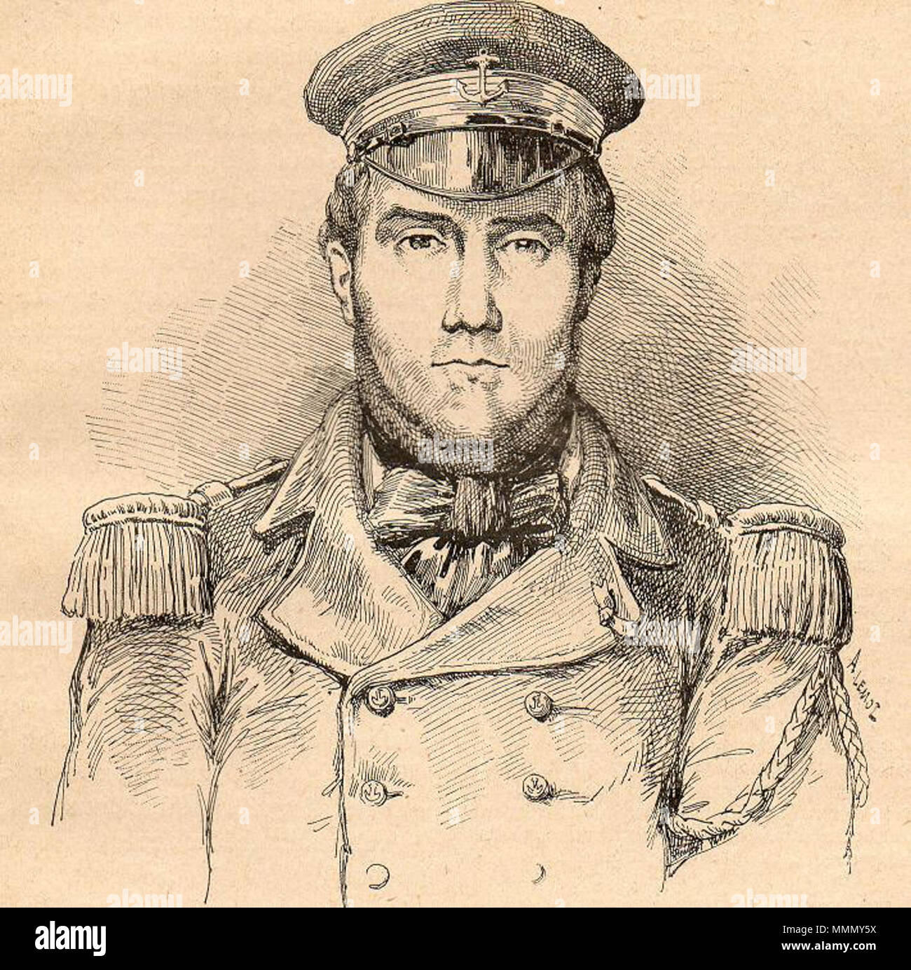 . Ritratto di Auguste Marceau 1806-1851 una french naval officer . 2 febbraio 2008 (data di caricamento). scansione effettuata da arsène lapin 64 Auguste marceau Foto Stock