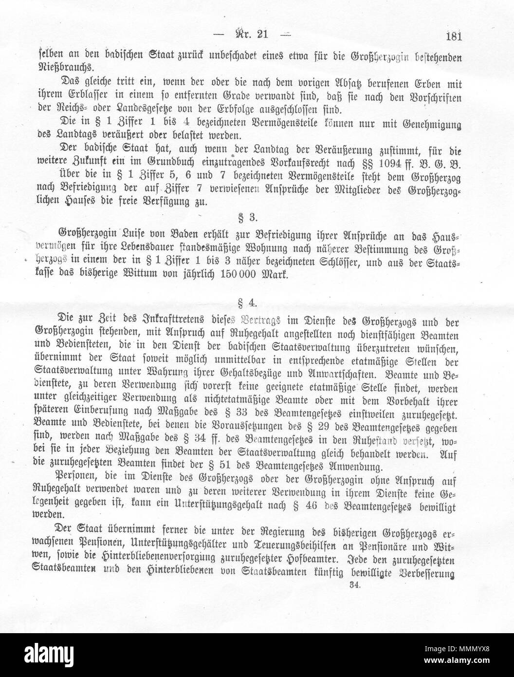 67 Baden gesetz domaenen 3 Foto Stock