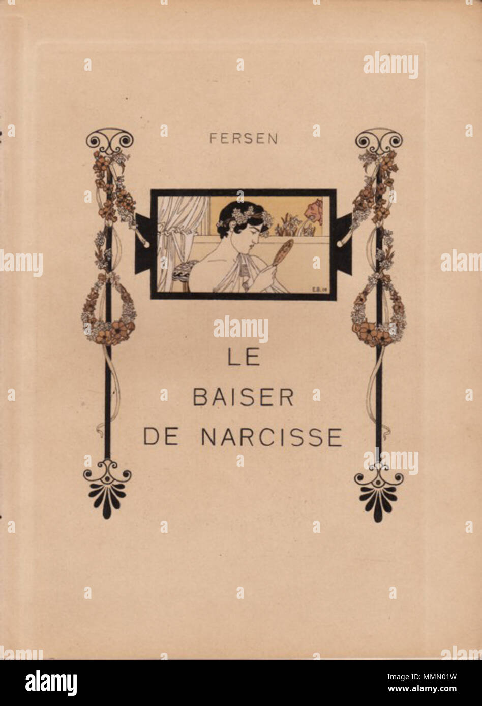 . Coperchio del Fersen: Le Baiser de Narcisse, Reims, L. Michaud, Editeur, 1912 . Jacques d'Adelswärd-Fersen (1880-1923) con 16 illustrazioni di Ernest Brisset (1872-1923) 68 Baiser narcisse fersen couverture ho Foto Stock