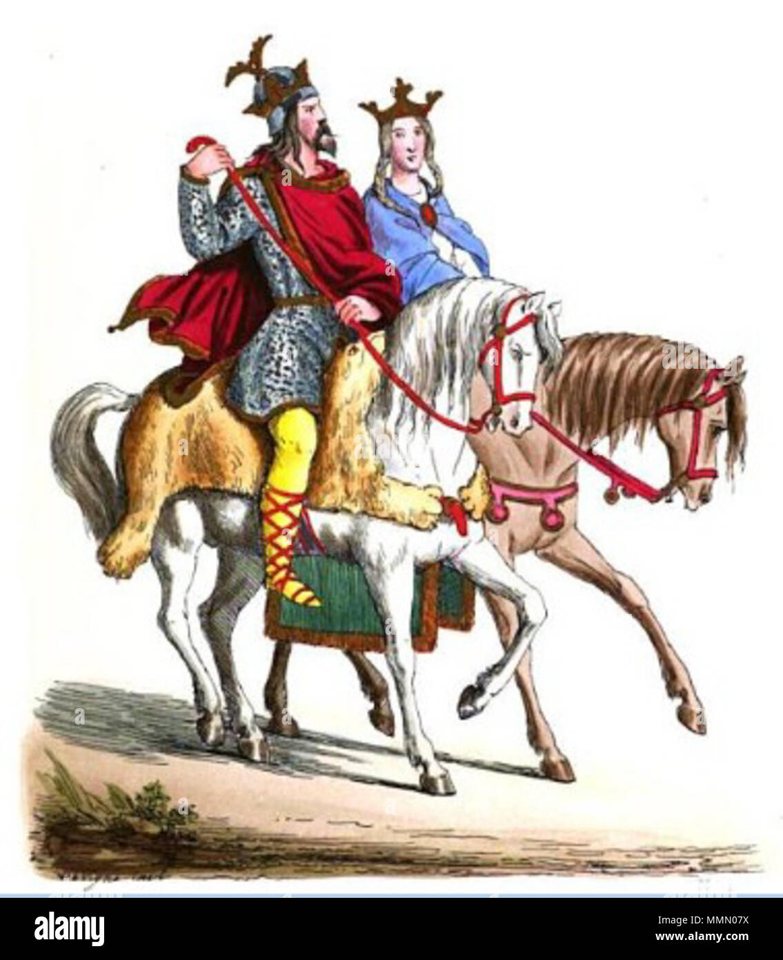 . Inglese: Baldwin I delle Fiandre e Judith di Francia . 1849. Félix de Vigne 69 Balduin Judita Foto Stock