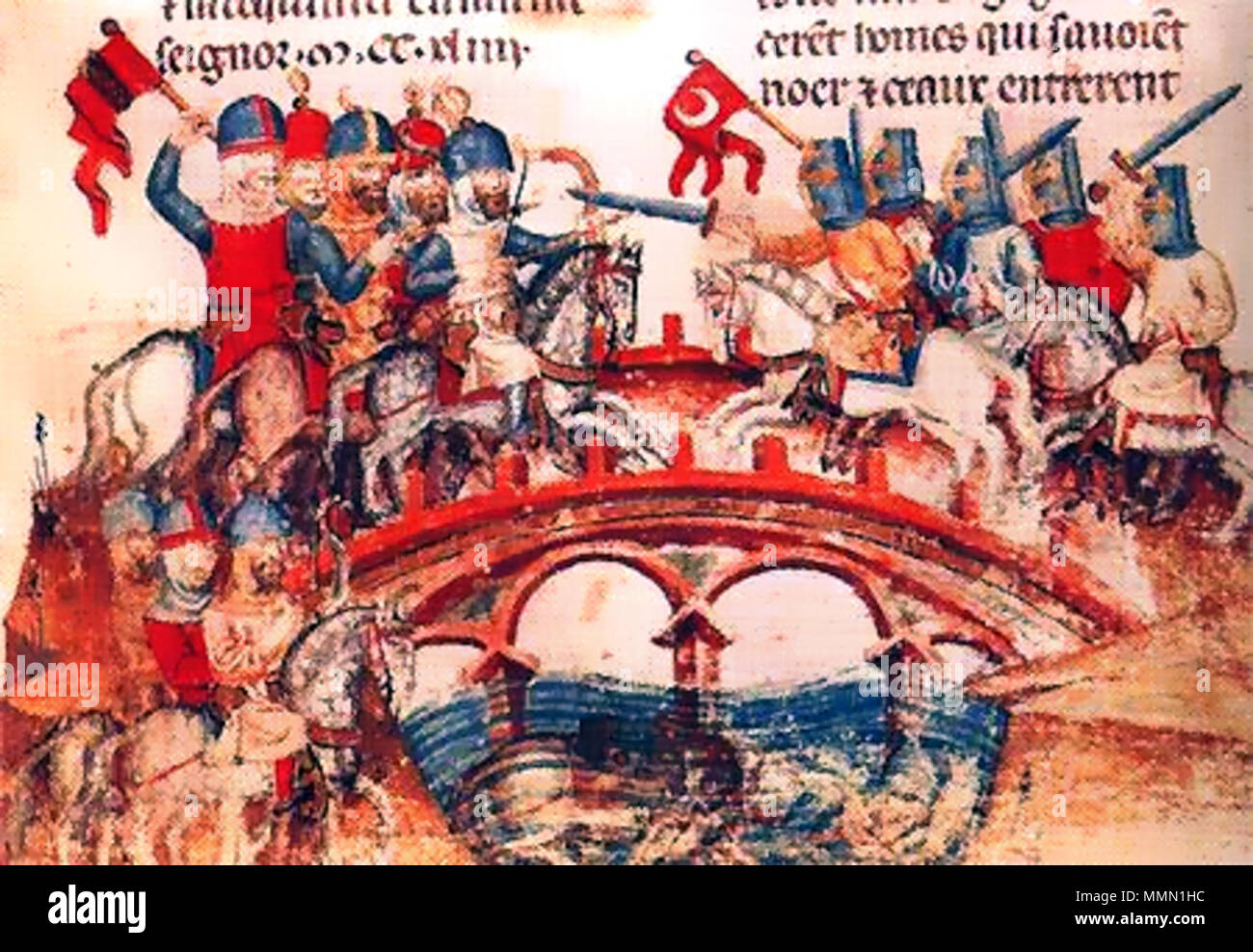 . Inglese: Battaglia di Mohi 1241 tra gli ungheresi e i mongoli Français : Bataille de Mohi en 1241 entre les mongoli (à gauche), dirigés par Chayban, et les Hongrois (à droite). 75 Battaglia di Mohi 1241 Foto Stock