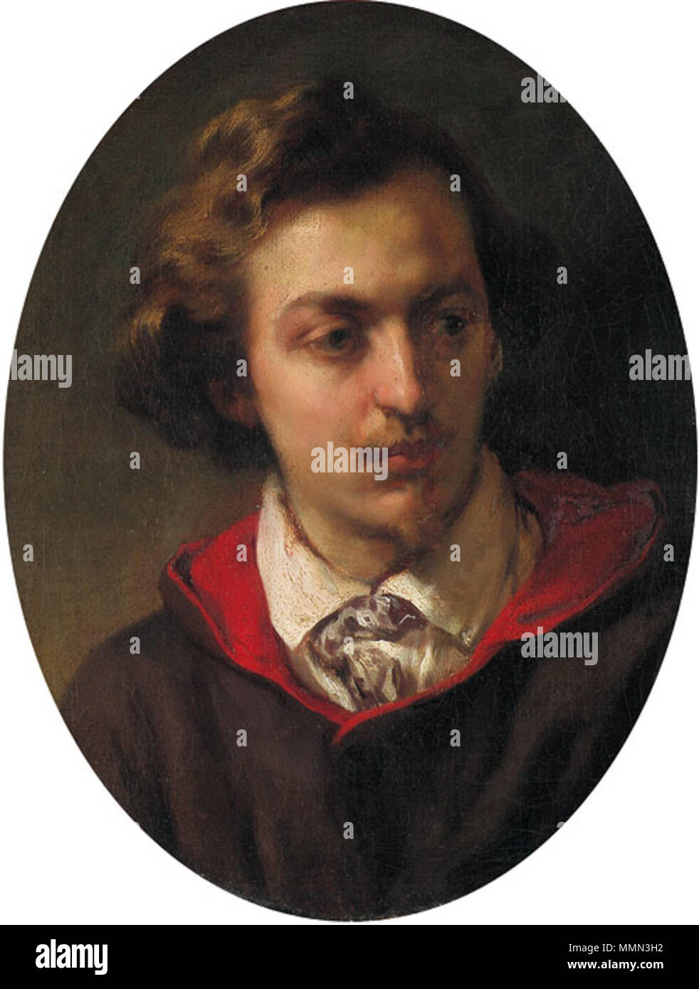 . Bildnis des Berliner Malers Wilhelm Amberg. Öl auf Leinwand. 29 × 24 cm . circa 1883. 84 Bildnis Wilhelm Amberg Foto Stock