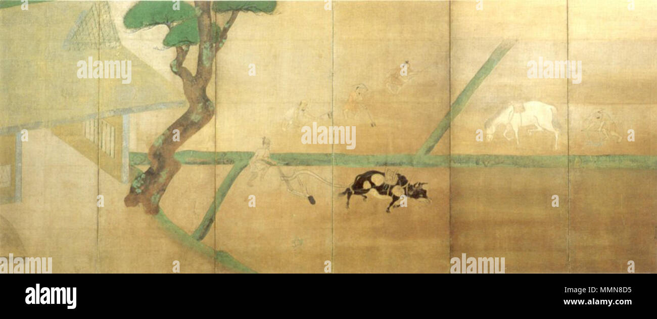 'L'aratura', uno di una coppia di schermi attribuito a Tawaraya Sôtatsu Foto Stock