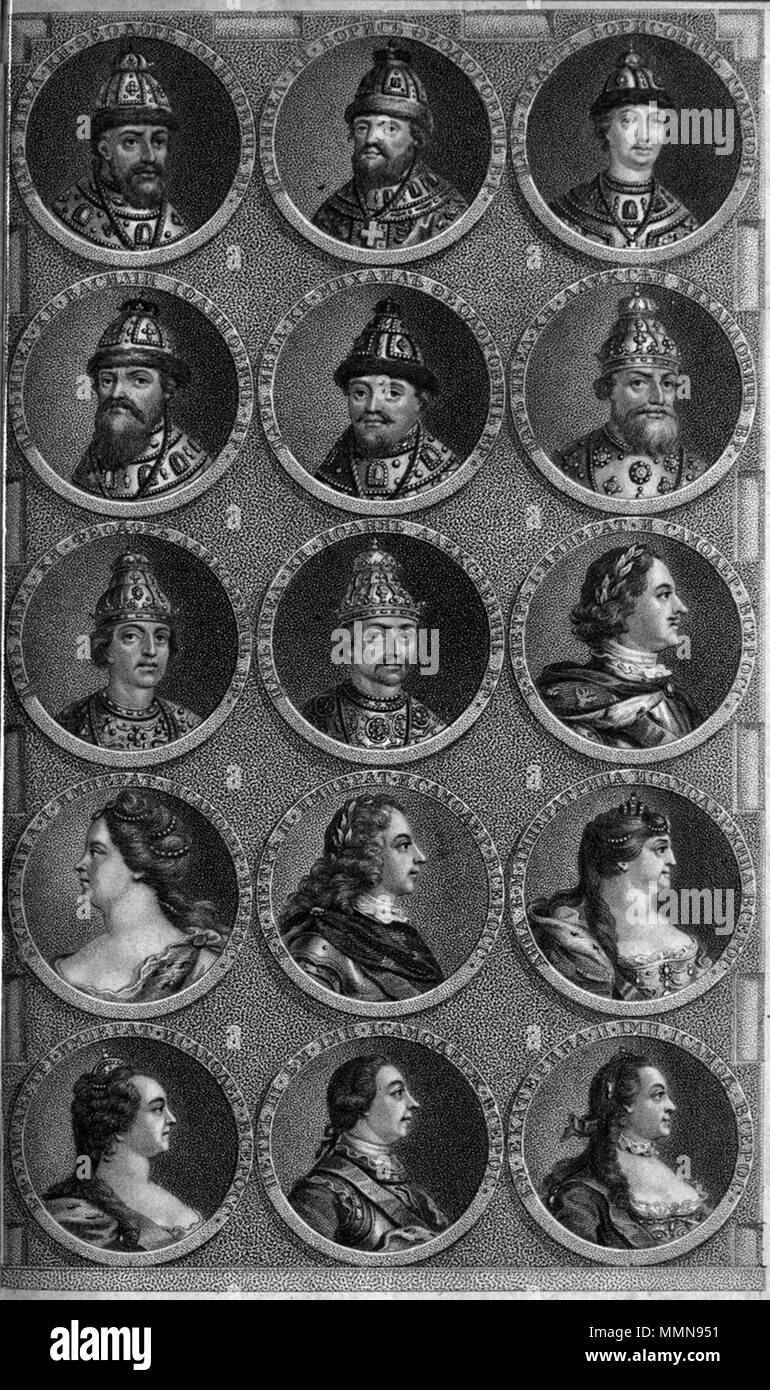 . Русский: Русские правители. Inglese: Russo i righelli. . 1800. Sconosciuto 004 Storia della Russia da William Tooke Foto Stock