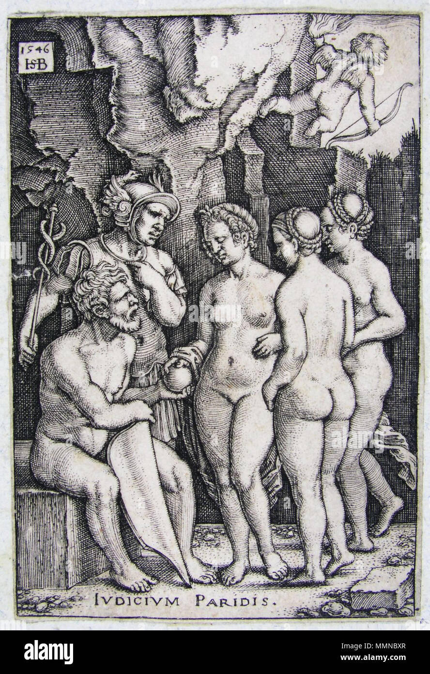 La sentenza di Parigi.. 1546. Beham sentenza di Parigi Foto Stock