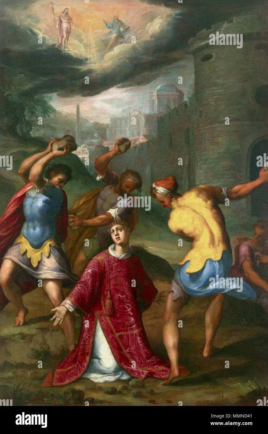 La lapidazione di Santo Stefano.. circa 1600. Aachen la lapidazione di Santo Stefano Foto Stock