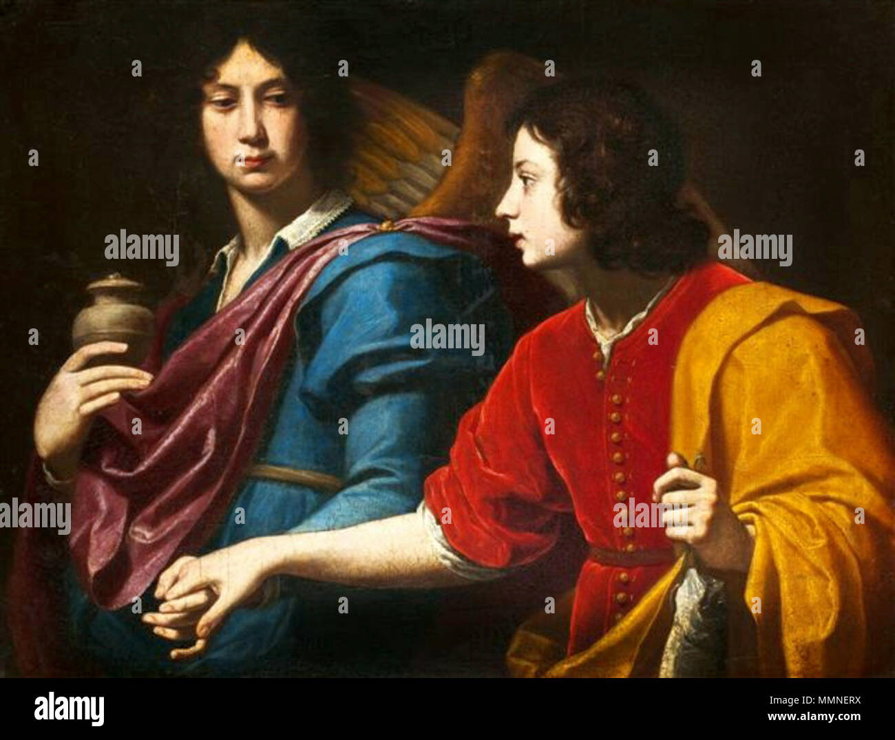 Tobias e Arcangelo Raffaele.. circa 1640-1650. Lippi Tobias e Raffaele Arcangelo Foto Stock