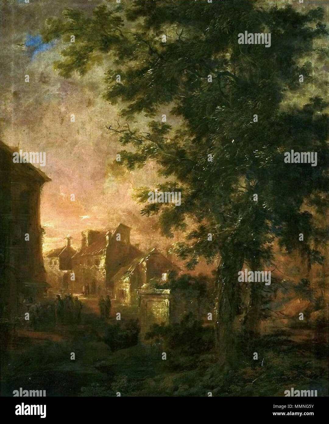 Paesaggio con architettura e una scena dal Nuovo Testamento. 1664. Willmann paesaggio con architettura Foto Stock