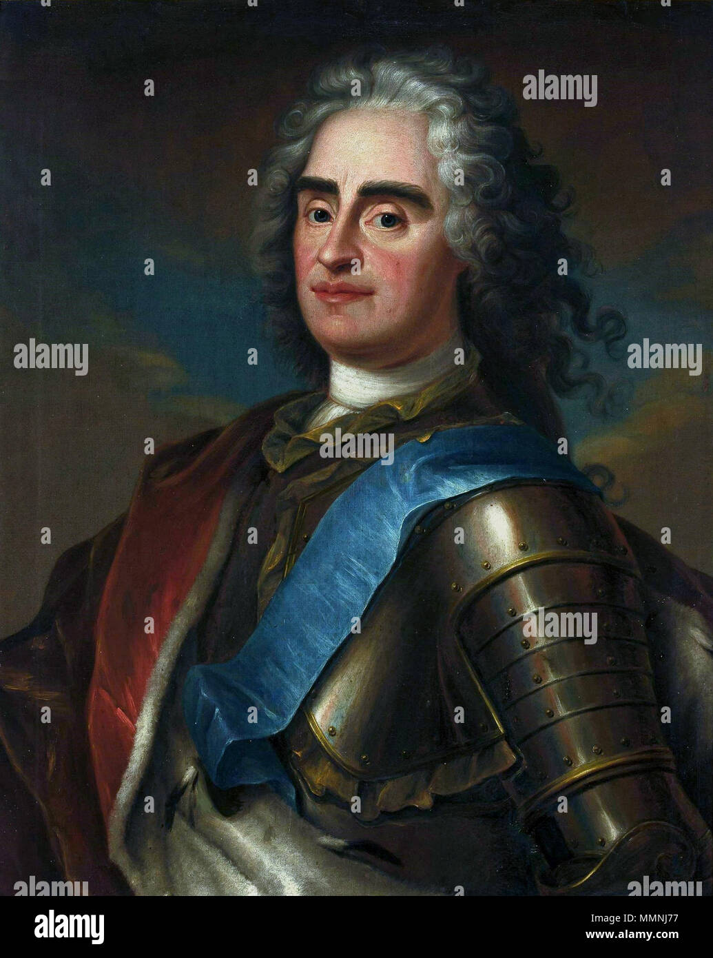 Ritratto di Augusto II di Polonia con il nastro dell'ordine di bianco aquila.. dopo il 1718. Silvestre Augusto II di Polonia con il nastro Foto Stock