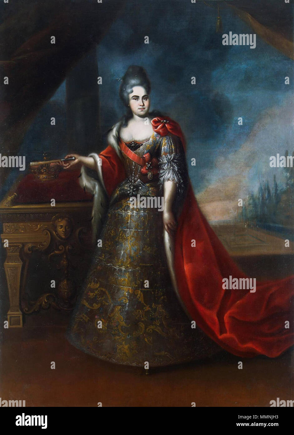 . Русский: Портрет императрицы Екатерины ho ritratto di Catherine io della Russia (1684-1727). 1724 ?. (?). Catherine io della Russia da anonim (1724 ( ), eremo) Foto Stock