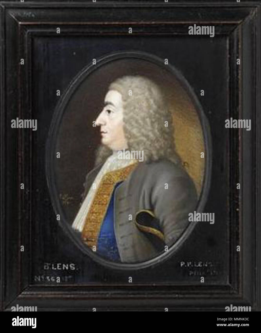 . Ritratto di Bernard lente III, l'artista padre . circa 1734. Ritratto di Bernard lente III da P.P.lente Foto Stock