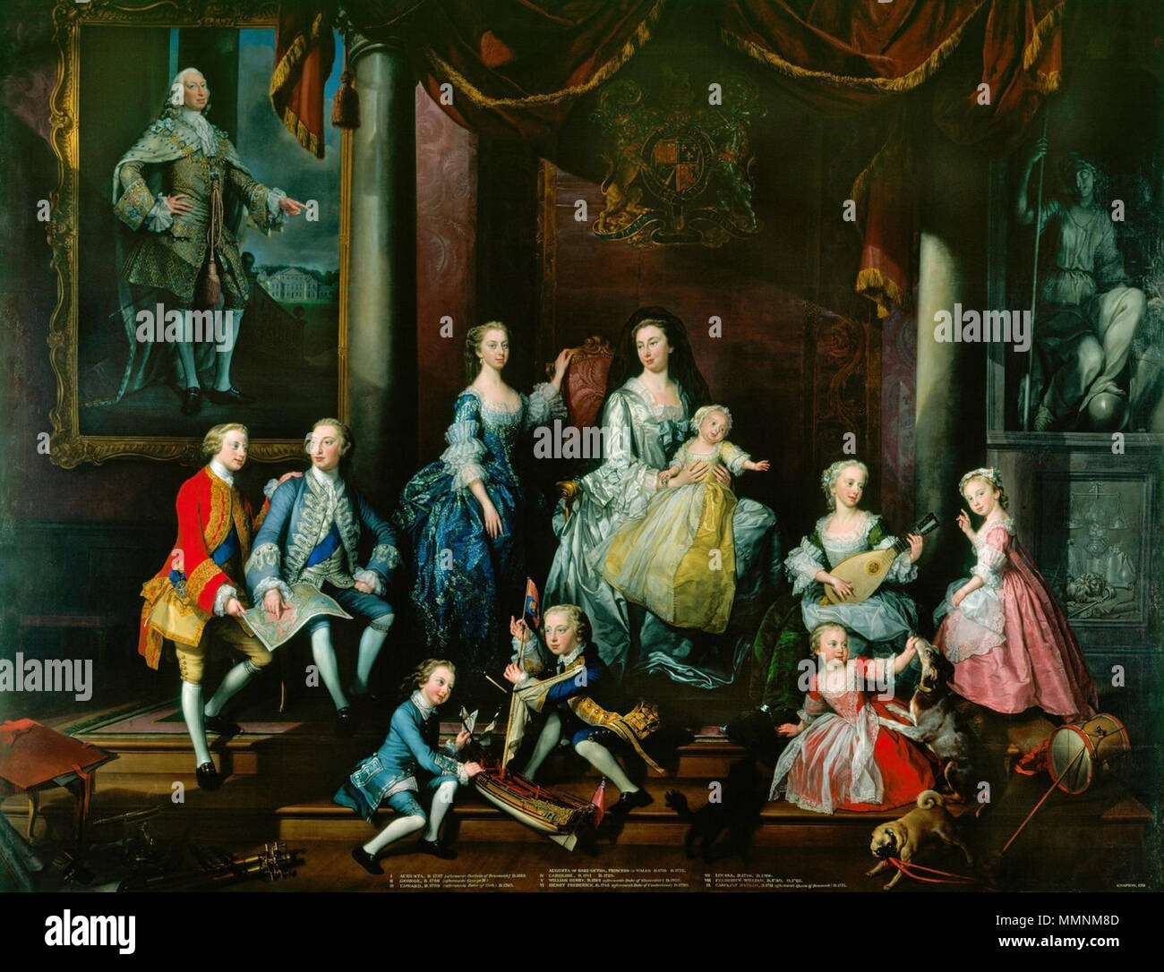 . Presumibilmente dipinte per la principessa Augusta. La famiglia di Federico, Principe di Galles. 1751. La famiglia di Federico, Principe di Galles Foto Stock