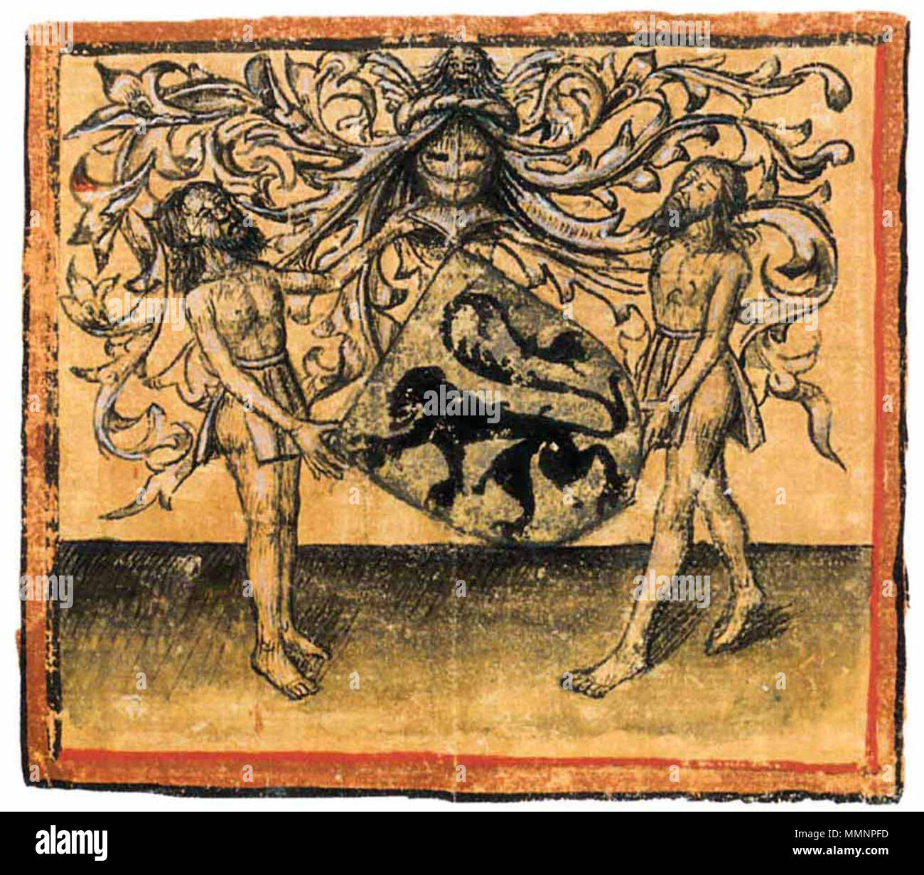 . Español: Escudo de Jean IV de Béthencourt . Jean V de Béthencourt Escudo Versione B fol 1v Foto Stock