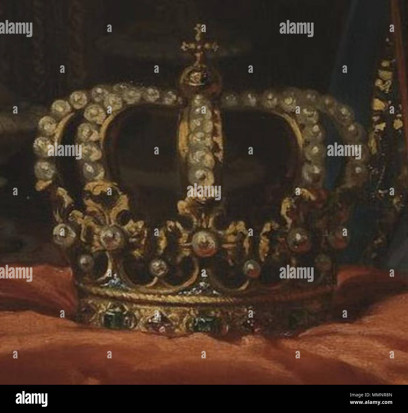 . Español: Retrato de la Reina Isabel II de España (1830-1904), que fue la hija y heredera del Rey Fernando VII y la madre de Alfonso XII. Encuadre del retrato Isabel II de España. 1848. Corona Isabel Foto Stock