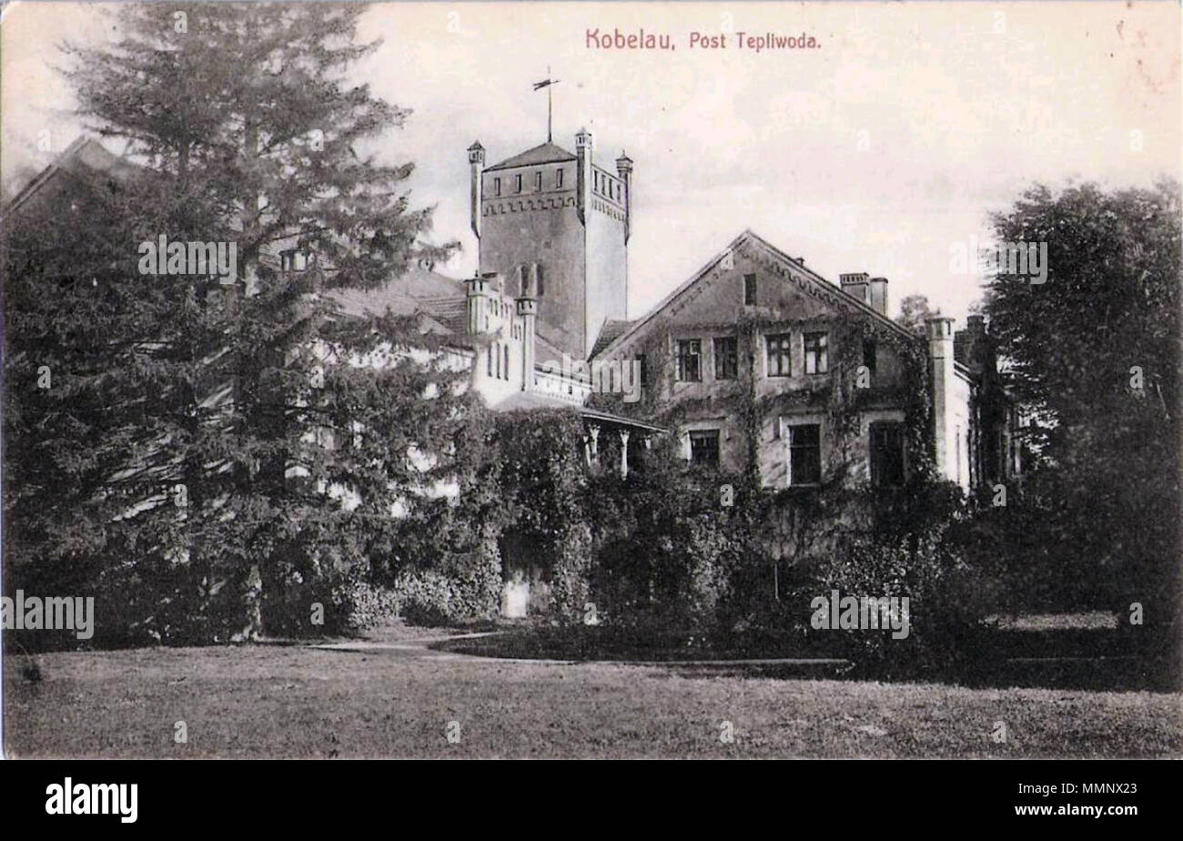 . Français : Château de Kobelau en basse-Silésie,pologne.Démoli en 1978.Il est en ruines en 2013. . 24 agosto 2013, 14:23:53. inconnu-décédé plus de 70 ans 12 1914- GUT KOBELAU SILESIE Foto Stock