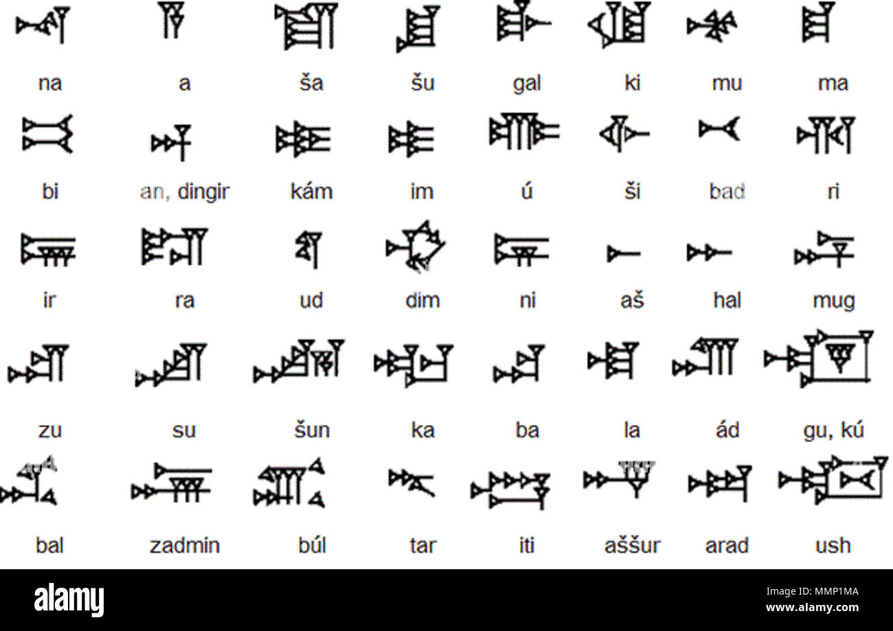 . Inglese: il cuneiforme della lingua accadica 31 Akk cuneiforme Foto Stock