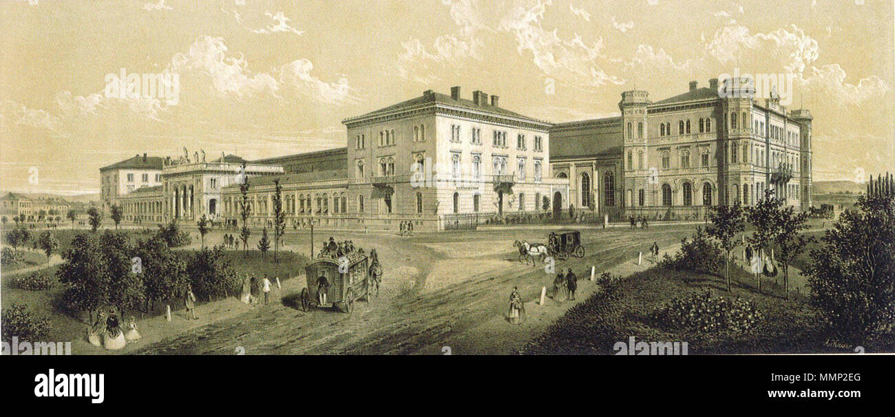 Deutsch: Hauptgebäude des Bahnhofes Wiener . 1860. 35 Alexander Kaiser 001 Foto Stock
