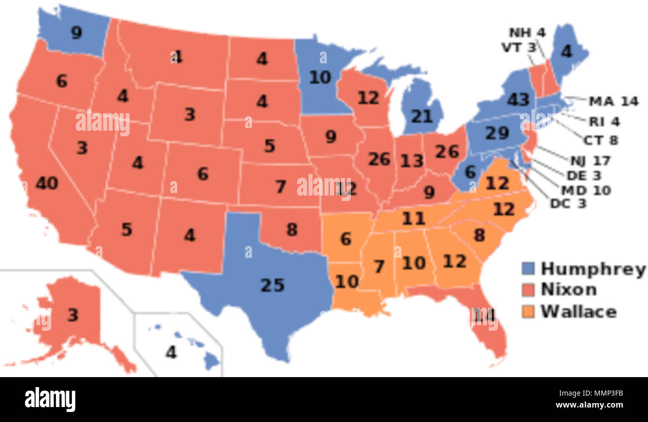 . Inglese: un ipotetico mappa dove George Wallace deadlock il collegio elettorale nel 1968. 40 storia alternativa collegio elettorale1968 Foto Stock . Inglese: un ipotetico mappa dove George Wallace deadlock il collegio elettorale nel 1968. 40 storia alternativa collegio elettorale1968 Foto Stock