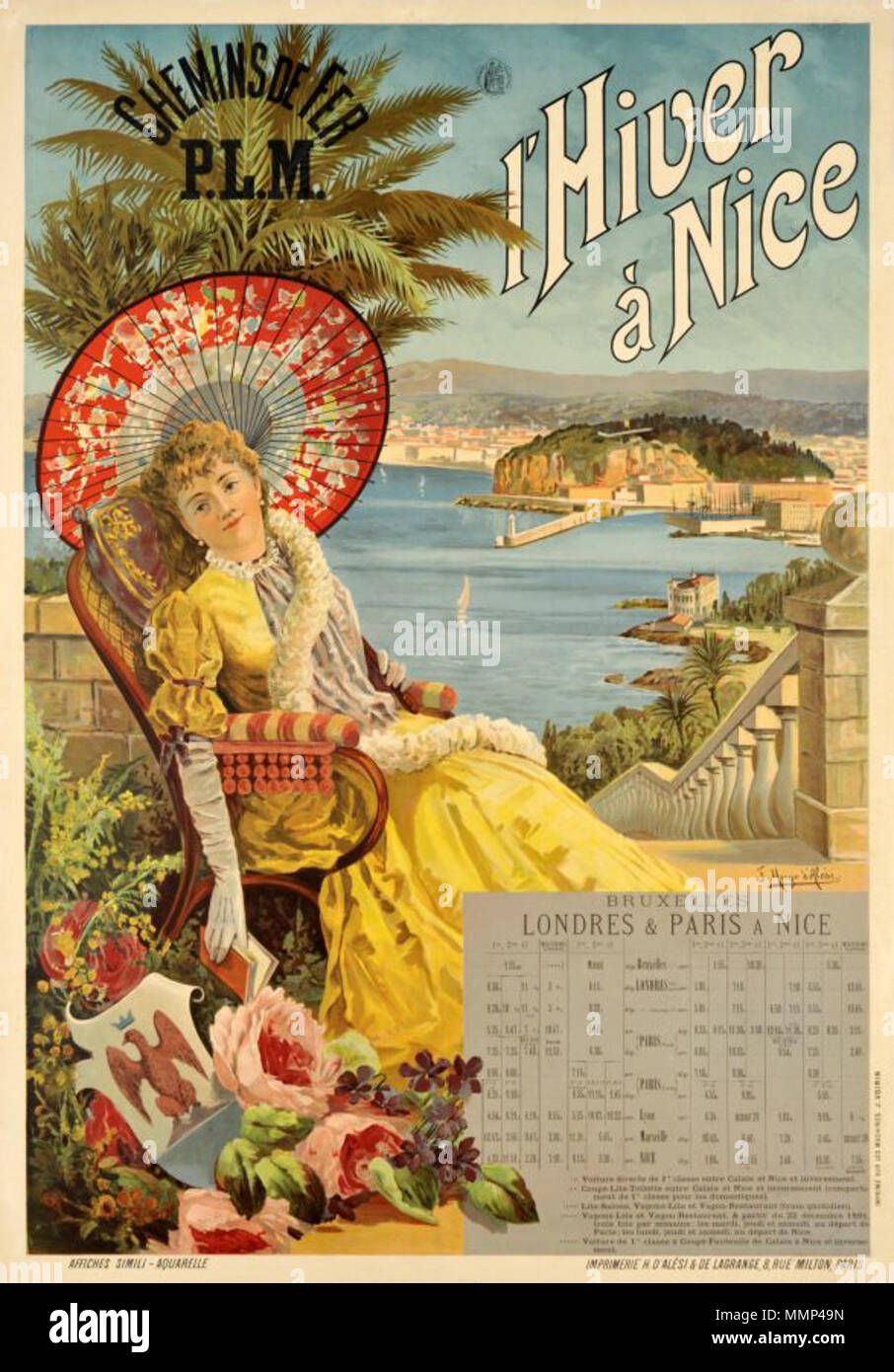 Affiche PLM l'hiver à Nice Foto Stock